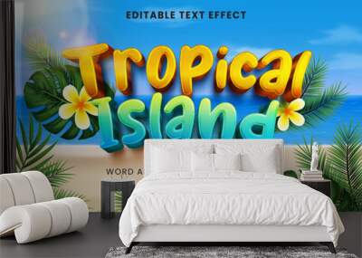 Tropical island summer season editable vector text effect Wall mural