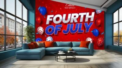 United state of america independence day celebration text effect. Fourth of july text style Wall mural