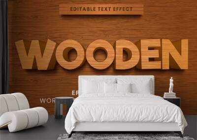 Wooden 3d text effect on wooden background Wall mural