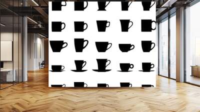 set of different silhouettes tea cups isolated on white background. vector illustration. Wall mural