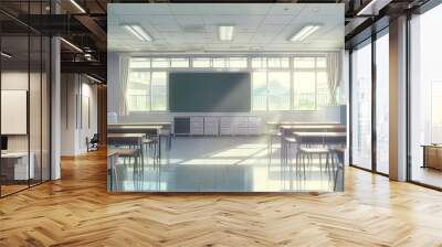 Anime background concept of a school classroom view
 Wall mural