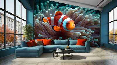 fish with anemone underwater background Wall mural