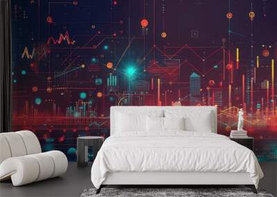 Futuristic business background with graphs and diagrams
 Wall mural