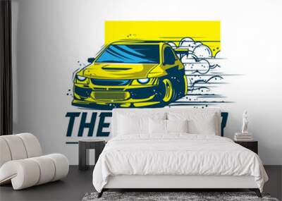 yellow car, the drifter Wall mural