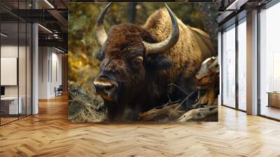 Close-up Portrait of a Majestic Bison Wall mural