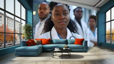 Diversity teamwork of doctors in hospital health care services. AI generated image Wall mural