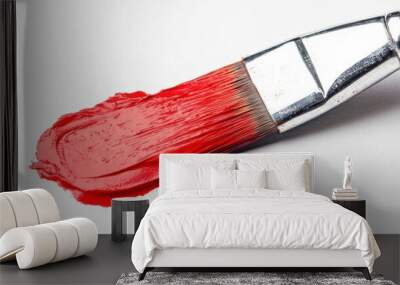 Red Paint Brush Stroke Wall mural