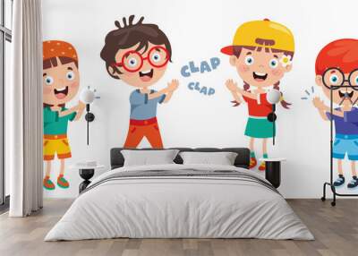 Cartoon Concept Of Clapping Hands Wall mural