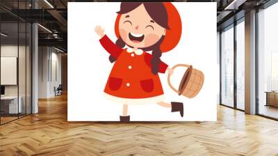 Cartoon Drawing Of Red Riding Hood Wall mural