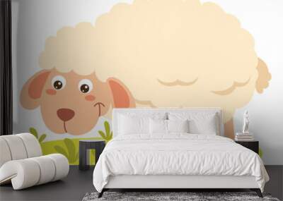 Cartoon Illustration Of A Sheep Wall mural