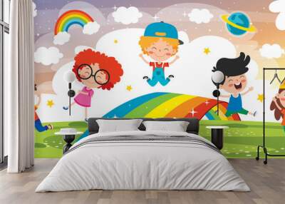 Concept Of A Colorful Rainbow Wall mural