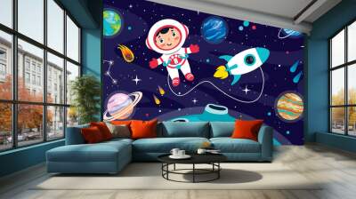 Hand Drawn Colorful Ssace Background Wall mural