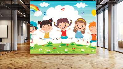 Happy Little Children Having Fun Wall mural