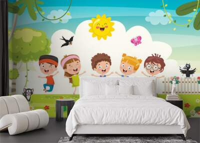 Little Children Having Fun Together Wall mural