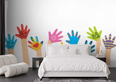 Painted Hands Of Little Children Wall mural