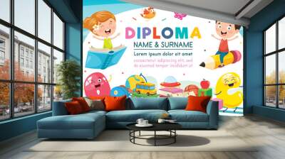 Preschool Elementary School Kids Diploma Certificate Wall mural