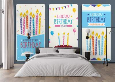 Vector Illustration Of Children Birthday Party Invitation Card Design Wall mural