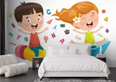 Vector Illustration Of Children Education Wall mural