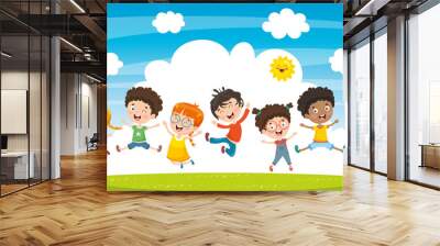 Vector Illustration Of Children Playing Wall mural