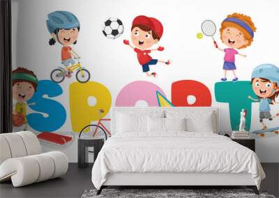 Vector Illustration Of Children Sport Background Wall mural