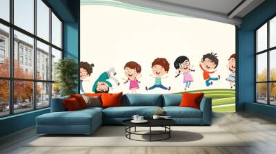 Vector Illustration Of Happy Children Wall mural