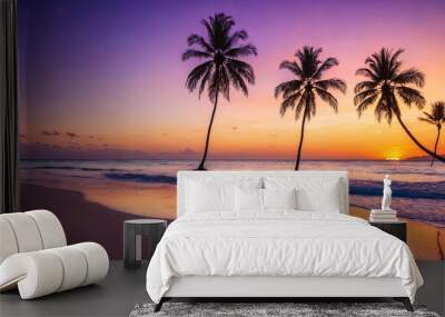 Tropical Beach Sunset Serenity Wall mural