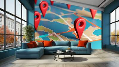 pin location 3D  Wall mural