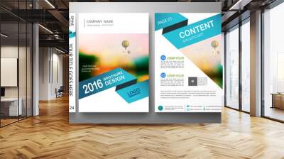 Flyers design template vector.Brochure annual report magazine poster.Leaflet cover book presentation with balloon and sky background. Layout in A4 size with abstract blue shape.illustration. Wall mural