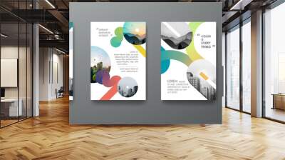 Portfolio geometric design vector set. Abstract red liquid graphic gradient circle shape on cover book presentation. Minimal brochure layout and modern report business flyers poster template. Wall mural