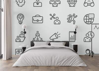 line icons set for business management, teamwork Wall mural