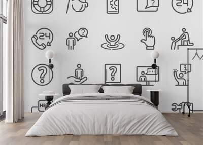 Line icons set for Help and Support Wall mural