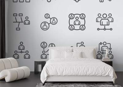 Team organization line icon set 2 Wall mural