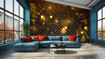 Golden particles isolated on transparent background	 Wall mural