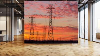 Electric Transformers in San Francisco Bay Area. Baylands Nature Preserve, Santa Clara County, California, USA. Wall mural