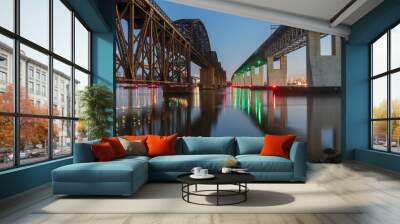 The Benicia–Martinez Bridge crossing the Carquinez Strait just west of Suisun Bay. Solano and Contra Costa Counties, California, USA. Wall mural