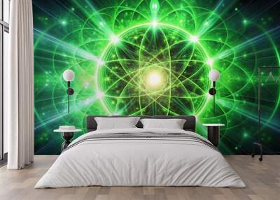 Dynamic scene of nuclear fusion with energy particles Wall mural