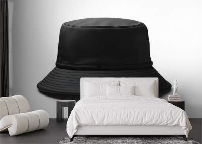 3D black bucket hat on white background. Mockup for design Wall mural