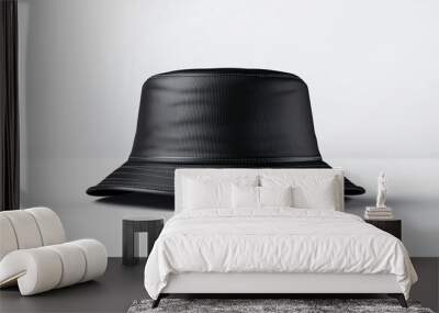 3D black bucket hat on white background. Mockup for design Wall mural