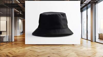 3D black bucket hat on white background. Mockup for design Wall mural