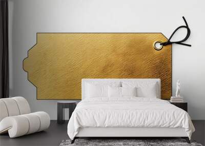 a gold paper hang tag on white background Wall mural