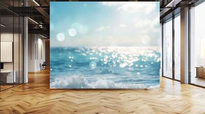 Abstract blurred blue sea and sky background with bokeh Wall mural