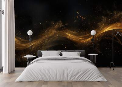 Abstract gold dust background over black Wall mural