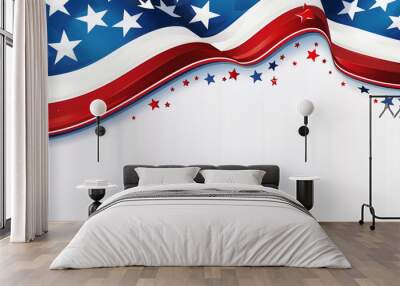 American Independence Day banner with empty copy space for text Wall mural