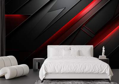 An abstract pattern of red and black, featuring a sleek and modern design Wall mural