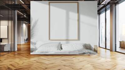 blank square frame on a white wall in a bedroom Wall mural