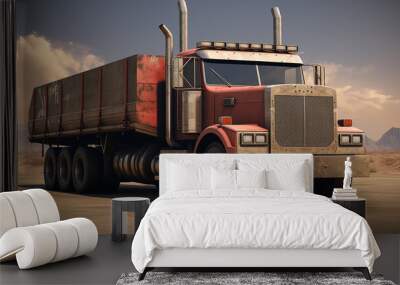 cargo truck on the road Wall mural