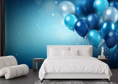 Celebration banner with blue balloons. Wall mural