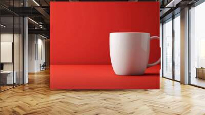 Coffee mug mock up isolated on red background Wall mural