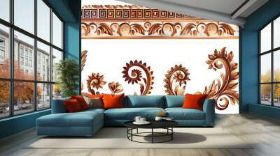 set of antique greek borders isolated on white background Wall mural