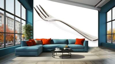 steel metal small dessert fork isolated Wall mural